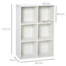 Libreria a Cubi 65,5x30x97,5 cm 6 Vani a Giorno Rivestimento in Melamina Bianco  