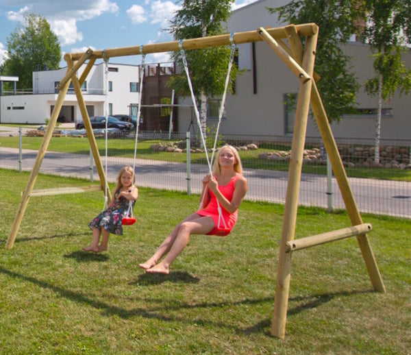 prezzo Altalena Doppia per Bambini 310x194x230 cm Minny in Legno di Pino Impregnato