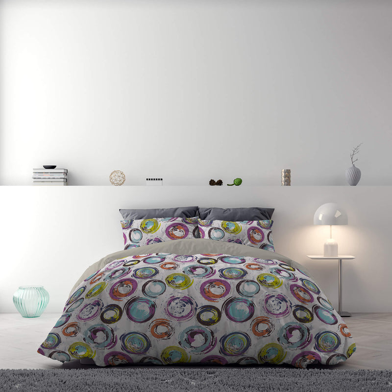 Copripiumino con stampa sul Sacco e Federe Doubleface Cerchi Astratti