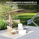 Ombrellone da Giardino a Braccio 300x325x230A cm Base a Croce in Metallo e Poliestere Cachi  