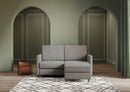 Divano 2 Posti con Pouf 138x155x85 cm Karay in Tessuto Grigio