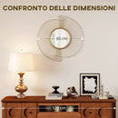 Specchio da Parete Rotondo Ø60 cm con Drappeggio in Metallo e Design Plissettato Oro      