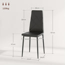 Set 6 Sedie da Pranzo Moderne Schienale Alto Cuciture a Diamante 41x50x97 cm Nero  