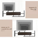 Mobile TV 153,6x25x42 cm con Mensola a Muro Ripiani Aperti e Armadietto in Legno Ingegnerizzato Nero e Marrone Scuro      