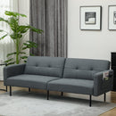 Divano Letto Clic Clac 200x77x72 cm con Schienale Regolabile in Tessuto Effetto Lino Grigio   