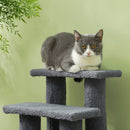 Scaletta per Gatti a 4 Gradini 61x41x60 cm con Rivestimento in Peluche Grigio  