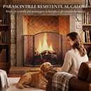 Parascintille per Camino Pieghevole a 3 Pannelli 133x1x77 cm in Metallo Verniciato Nero      