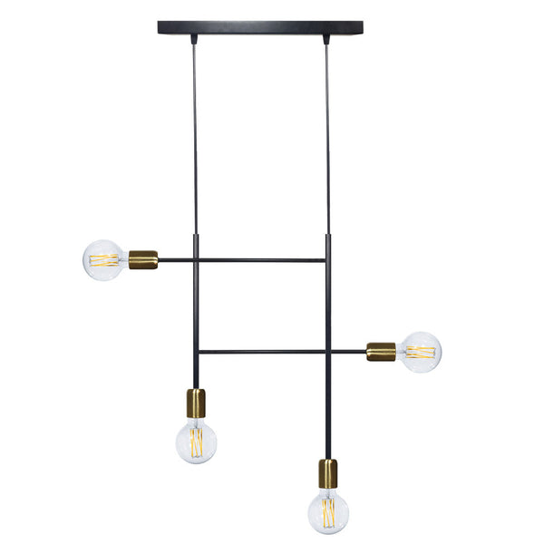 Aufhängung 4xE27 Rahmen Lackiert Black Gold Satin E-Energy Elvira sconto