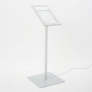 Espositore a Leggio con Piantana 29x47,7x2,3 cm in Alluminio con Led Porta Menù Silver