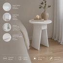 Tavolino Rotondo 42x23,5x50 cm Tavolo Design Minimal Bianco      