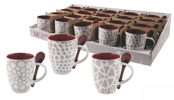 Set 20 Keramiktassen mit Löffel Ø8x10 cm Villa d'Este Home Tivoli Aurora Weiß und Lila online