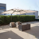 Ombrellone Decentrato da Giardino 4x4m in Alluminio Panna