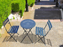 Set da Giardino Pieghevole in Ferro con Tavolo e 2 Sedie Soriani Bistrot Blu