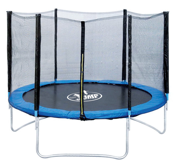 online Trampolino Tappeto Elastico Ø244x200 cm in Acciaio con Rete di Protezione Nero e Blu