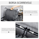 Mobile Portabiancheria 106x40x75 cm con 3 Sacchi in Tessuto e 3 Ripiani Grigio e Marrone