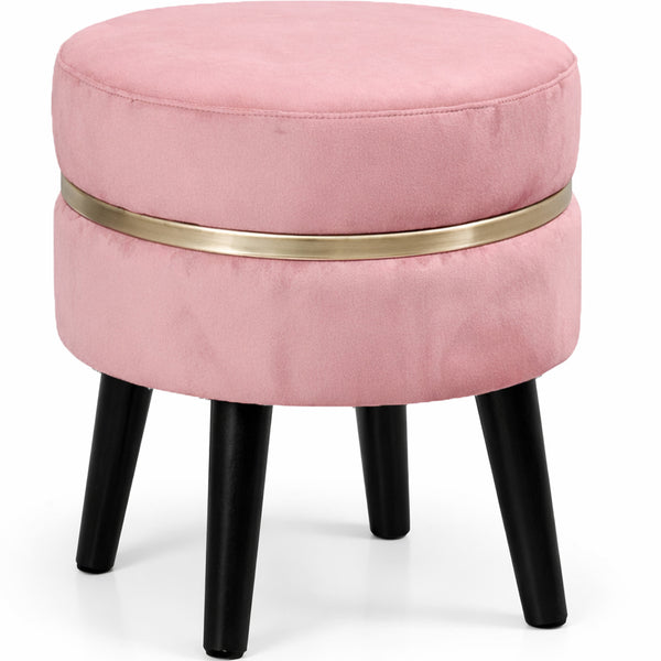 Pouf Sgabello Ø35x40,5 cm Design Moderno Poggiapiedi con Rivestimento in Velluto Rosa acquista