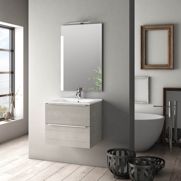 acquista Hängender Badezimmerschrank mit Spiegelwaschbecken und Luna Yuta TFT-LED-Lampe