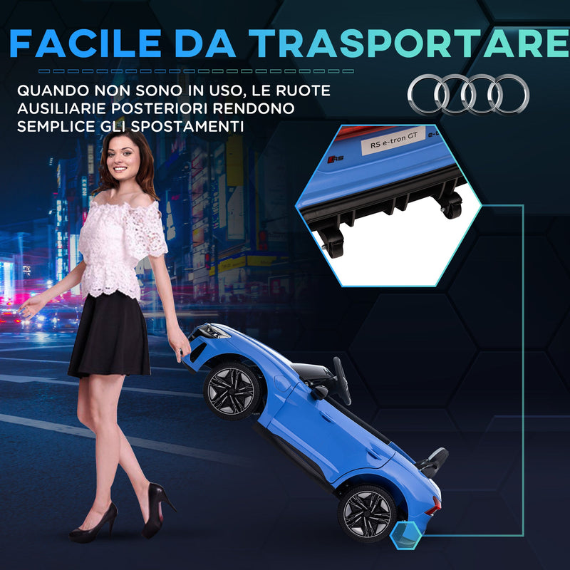 Macchina Elettrica per Bambini Licenza Audi RS con Telecomando Blu e Nero  