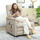 Poltrona Reclinabile con Riscaldamento, 8 Punti Massaggio e 5 Modalità 82x99x106 cm in Tessuto Effetto Velluto Beige   