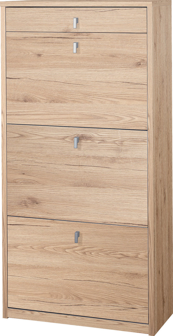 Schuhschrank 3 Türen 1 Schublade 63 x 127 x 29 cm Eiche natur sconto
