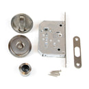 Kit di Serratura con Nottolino Rotondo per Porte Scorrevole Acciaio Nichel Satinato. Emuca