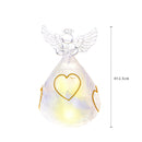 Set 2 Angeli Cuore con Led H12,5 cm in Vetro Oro
