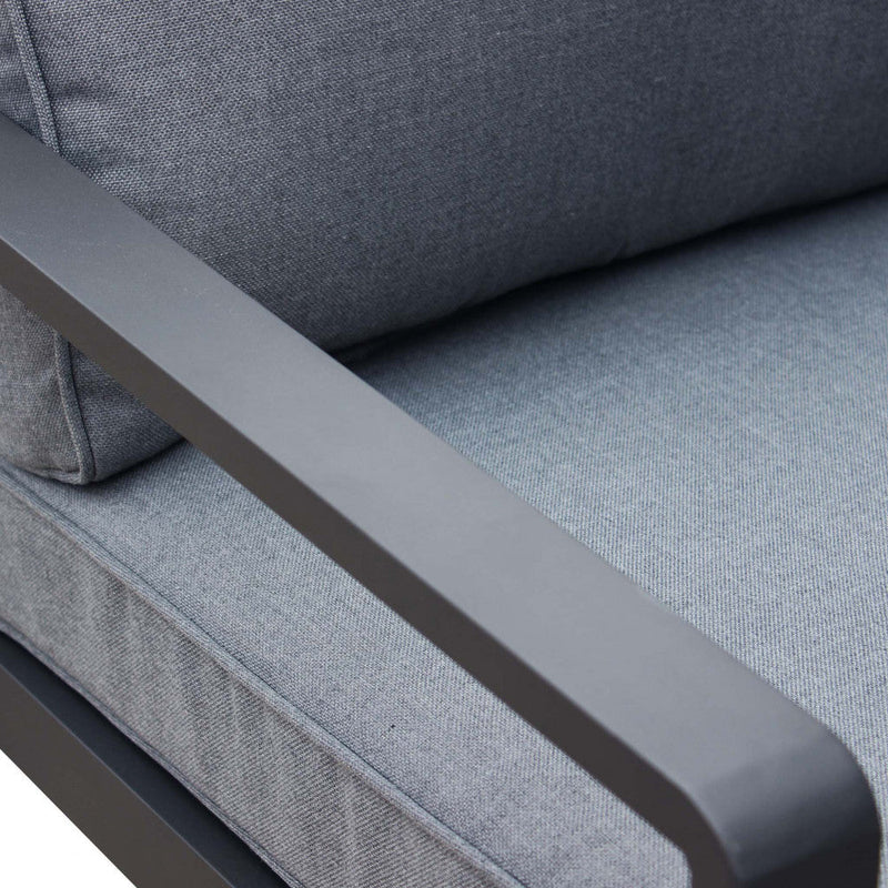 Set Salotto da Giardino Divano 2 Poltrone e Tavolino con Cuscini in Alluminio Antracite