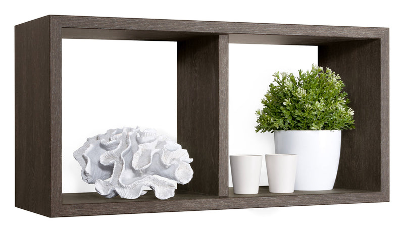 Mensola Rettangolare 2 Scomparti da Parete 70x30x23,7 cm in Fibra di Legno Morgana Maxi Rovere Scuro