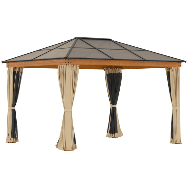 Gazebo da Giardino 2,94x3,60x2,67m con Tetto in Policarbonato e Zanzariere in Acciaio Cachi sconto