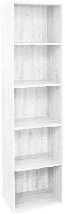 Libreria a Colonna 40x29x172H cm in Legno Salvaspazio a 5 Ripiani Bianco