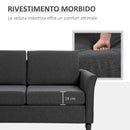 Divano 2 Posti 141x65x78 cm Imbottito con Rivestimento in Lino Grigio Scuro 