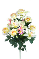 Set 2 Bouquet Artificiale Composto da 14 Fiori Artificiali di Rose e Orchidee Altezza 56 cm 