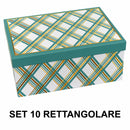 Set 10 Scatole cartone rombi azzurro rettangolare 