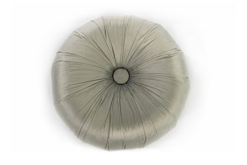 Pouf in Tessuto Vellutato Ø36 cm Grigio