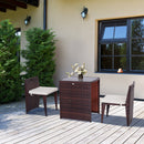 Set Tavolino e 2 Sedie da giardino in Rattan Sintetico e Ferro Marrone e Nero 