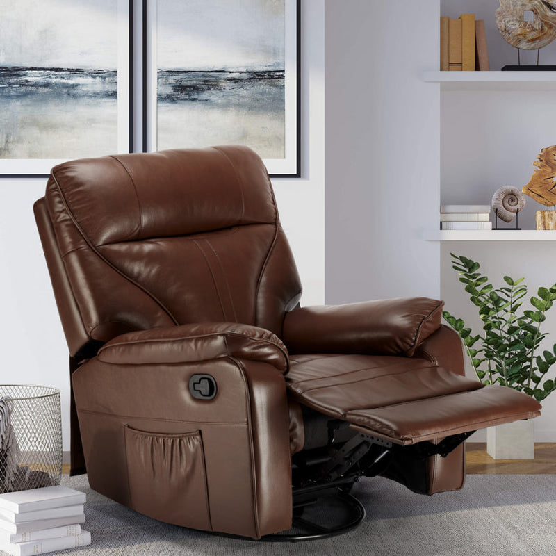 Poltrona Relax Reclinabile Manuale 90x74x130 cm in Similpelle Marrone