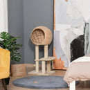 Albero Tiragraffi per Gatti 48x40x100 cm con Cuccia in Peluche Beige