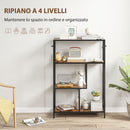 Libreria a 4 Ripiani in Stile Industriale 77x30x116 cm in Legno e Metallo Marrone Rustico   
