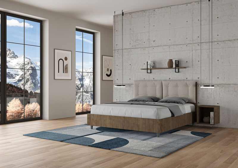 Letto Matrimoniale Struttura Noce con Cuscini in Similpelle Egos Annalisa Tortora Varie Misure