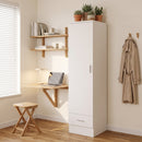 Armadio 40x52x170 cm Con Asta Appendiabiti e Cassetto Porta Abiti in Melamina Bianco      