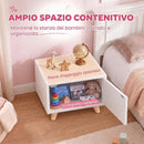 Comodino per Bambini 3-8 Anni 34x31x25 cm con Vano Contenitore Gambe in Pino e Maniglia a Nuvola in Truciolato Bianco      