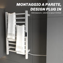 Scaldasalviette Elettrico Smart 45x11x80 cm a 10 Barre con Timer e Display LCD in Acciaio Inox Bianco  
