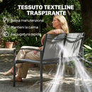Panca da Giardino 112x66x80 cm 2 posti in Tessuto Texteline e Metallo Grigio      