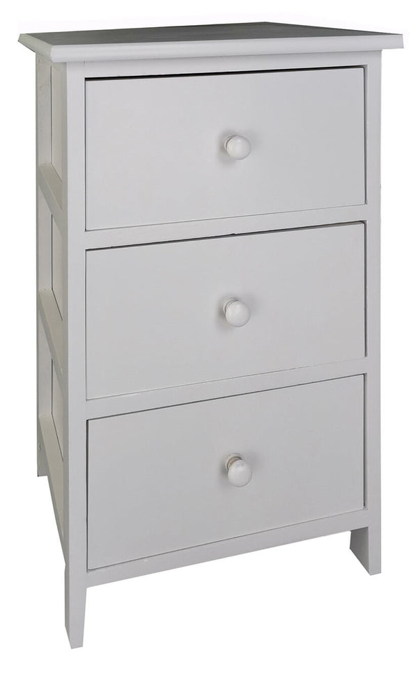 online Nachttisch 3 Schubladen aus Holz 35x25x55 cm Miki White