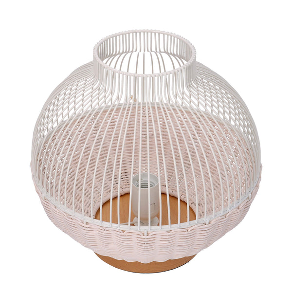 online Lampe aus weißem Rattan mit Sockel Ø30,5xh29,5 cm