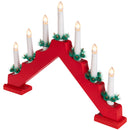 Candelabro Avvento Natalizio Elettrico LED 7 Candele di Natale Colore Rosso