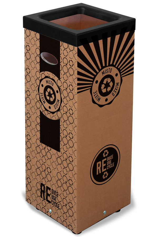 Pattumiera Per Raccolta Rifiuti 38x38xh80 cm in Cartone Con Stampa Grafica Rifiuto Misto Beige online