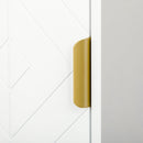 Mobile Colonna Bagno 30x30x170,7 cm in MDF e Acciaio Bianco e Oro