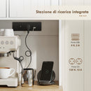 Credenza da Cucina 100x40x173A cm con Stazione di Ricarica Piano per Microonde 4 Rastrelliere per Spezie in MDF Bianco      