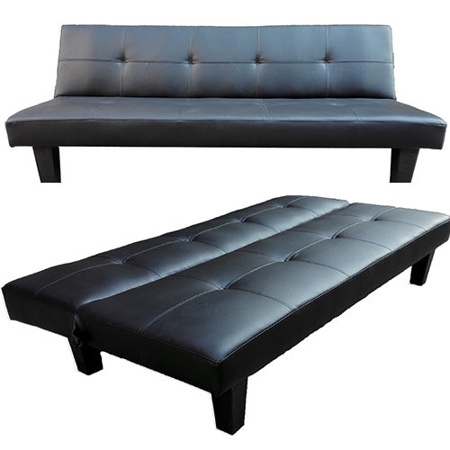 Divano Letto 3 Posti Reclinabile Divanoletto Prontletto in Similpelle Nero